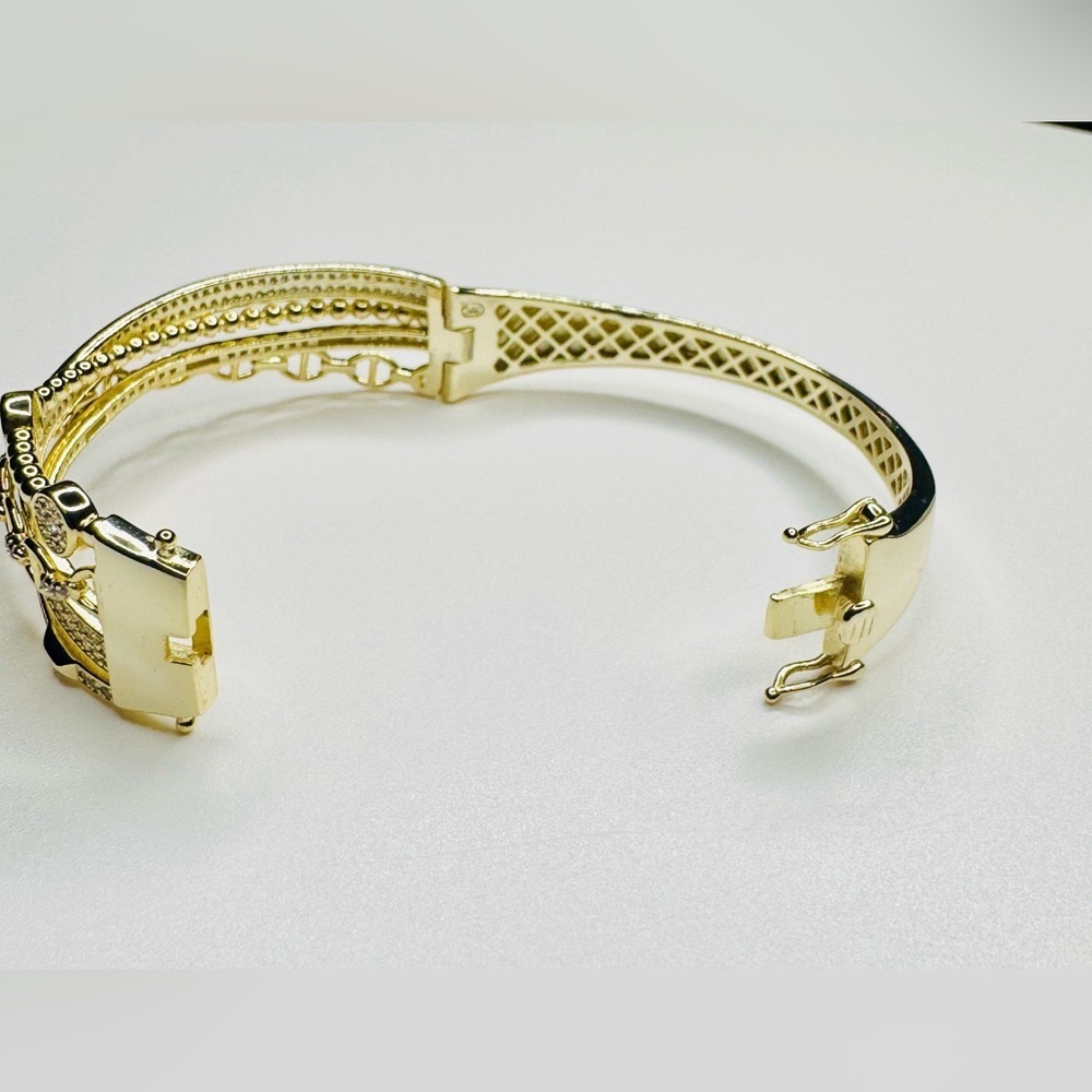 Elegant 18K Yellow Gold and Silver Bangle Bracelet Statement Piece (see video) - Picture 4 of 5